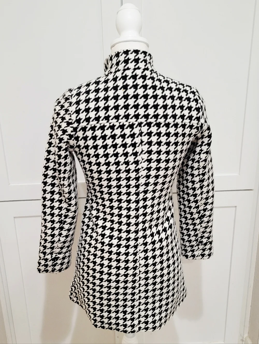 George Girls Black & White Houndstooth Double-Breasted Coat | Size 10-12 - Picture 3 of 7